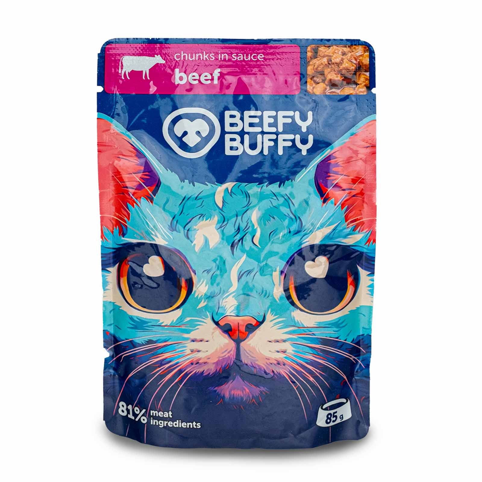 Beefy Buffy Pouch Soslu Dana Etli Kedi Yaş Mama