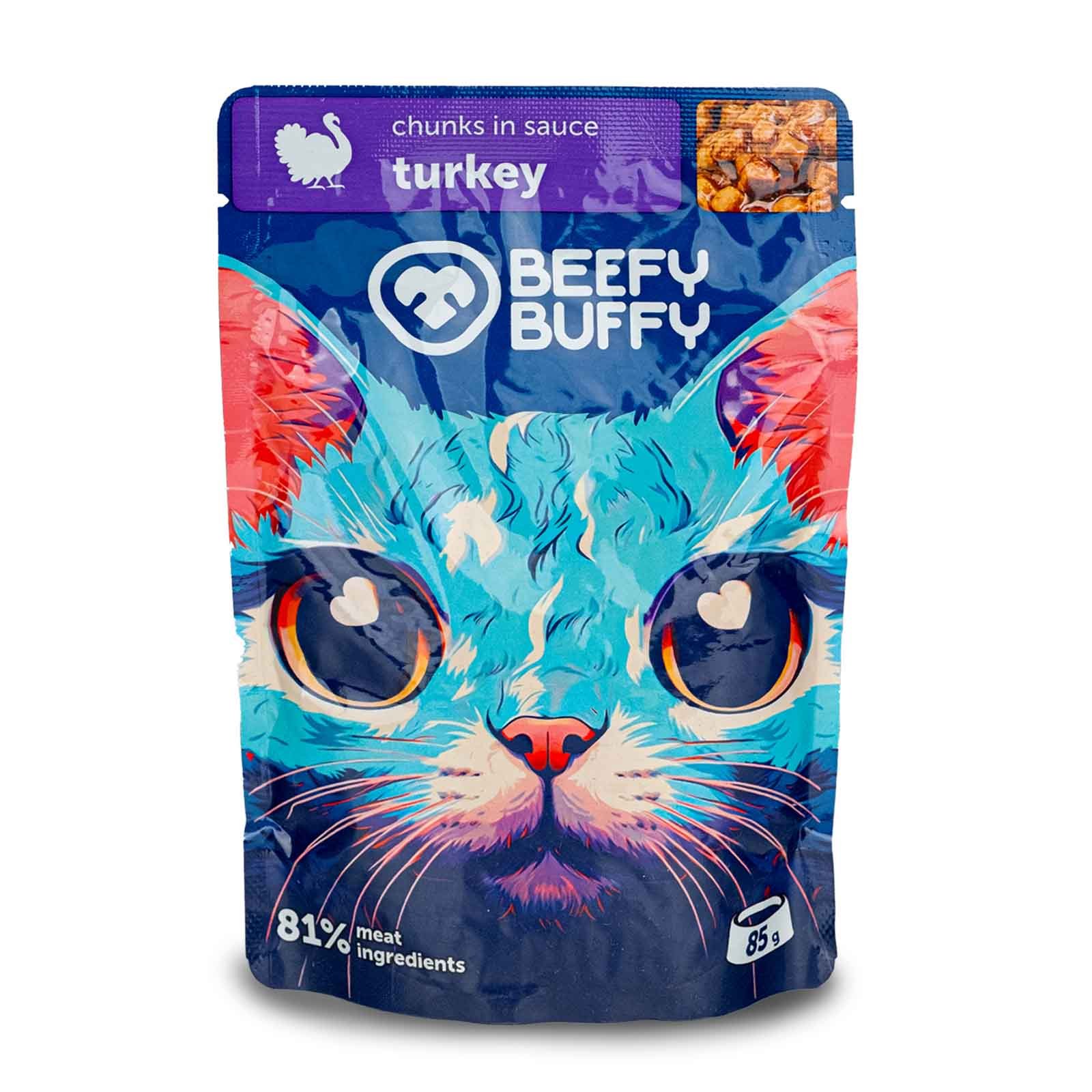 Beefy Buffy Pouch Soslu Hindili Kedi Yaş Mama