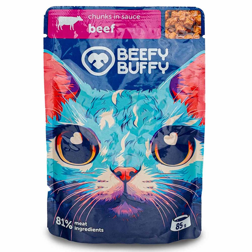 Beefy Buffy Pouch Soslu Dana Etli Kedi Yaş Mama